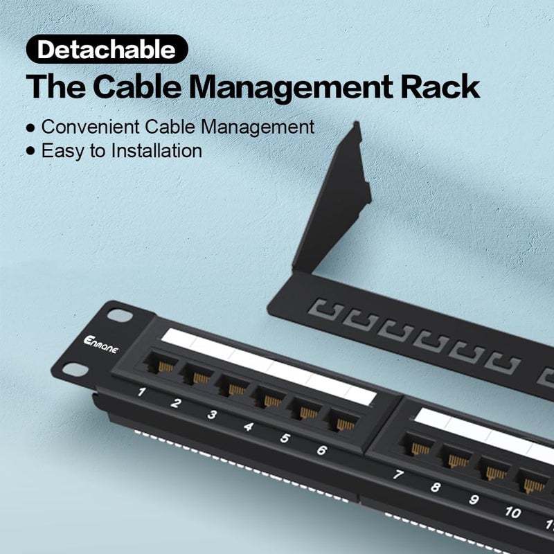 Enmane 24 Port Patch Panel CAT6A Rack Mount 19inch Ethernet Patch Panel Punch Down for Cat6A,Cat6, Cat5e, Cat5 Cabling（EC Listed） - Image 3